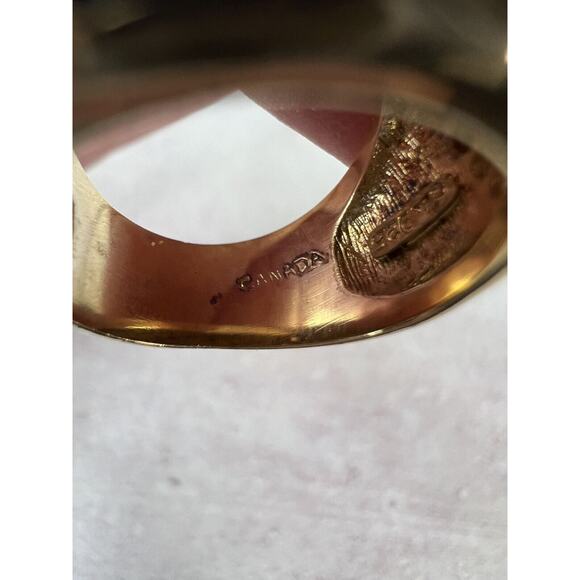 Formal Wear Statement Gold Plated Blue Enamel Chunky Ring - Size 5 - Picture 4 of 7